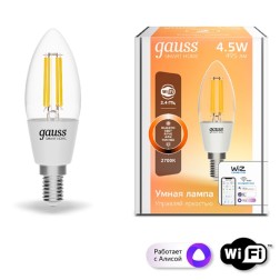 Лампа светодиодная филаментная Gauss Smart Home DIM E14 C35 4,5 Вт 1/10/40 