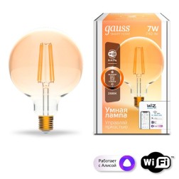 Лампа светодиодная филаментная Gauss Smart Home DIM E27 G95 Golden 7 Вт 1/40 