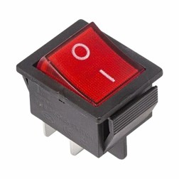 Выключатель клавишный 250V 16А (4с) ON-OFF красный  с подсветкой  REXANT 