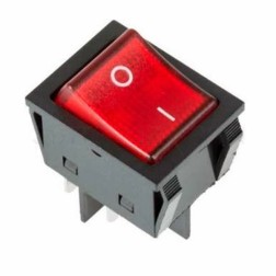 Выключатель клавишный 250 V 25 А (4с) ON-OFF красный с подсветкой  REXANT 