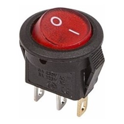 Выключатель клавишный круглый 250V 3А (3с) ON-OFF красный  с подсветкой  Micro  REXANT 