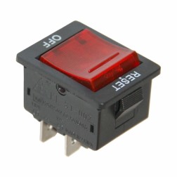 Выключатель - автомат клавишный 250V 10А (4с) RESET-OFF красный  с подсветкой  REXANT 