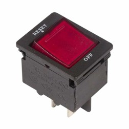Выключатель - автомат клавишный 250V 15А (4с) RESET-OFF красный  с подсветкой  REXANT 