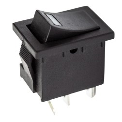 Выключатель клавишный 12V 15А (3с) ON-OFF черный  с подсветкой  Mini  REXANT 
