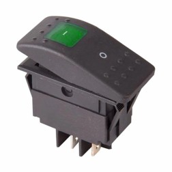 Выключатель клавишный 12V 35А (4с) ON-OFF зеленый  с подсветкой  REXANT 