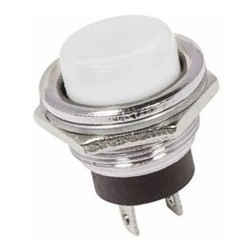 Выключатель-кнопка  металл 250V 2А (2с) (ON)-OFF  d16.2  белая  REXANT 
