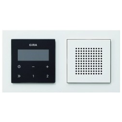 Комплект радиоприемника скрытого монтажа c RDS Gira черное стекло+белый глянцевый с рамкой E2 