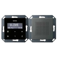 Радиоприемник скрытого монтажа с RDS с динамиком System 55 Gira черное стекло + нержавеющая сталь