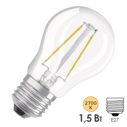 Лампа филаментная светодиодная шарик Osram PARATHOM FIL PCL P15 1,5W/827 230V FR E27 136lm Filament 