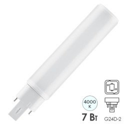 Лампа светодиодная Osram DULUX D18 LED 7W/840 230V EM G24D-2 (ЭмПРА или 230V) 