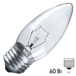 Лампа накаливания свеча Navigator 94 329 NI-B-60-230-E27-CL 60W 230V прозрачная (ЛОН) 