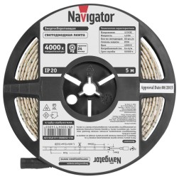 Светодиодная лента Navigator 71 400 NLS-3528W60-4.8-IP20-12V R5 4,8W 4000K (бухта 5m) 