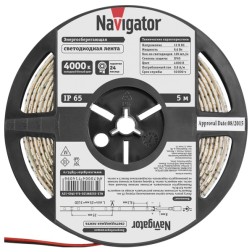 Светодиодная лента Navigator 71 409 NLS-3528W120-9.6-IP65-12V R5 9,6W 4000K (бухта 5m) 