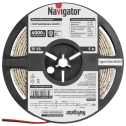 Светодиодная лента Navigator 71 425 NLS-5050W60-14.4-IP65-12V R5 14,4W 4000K (бухта 5m) 