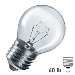 Лампа накаливания шарик Navigator 94 312 NI-C-60-230-E27-CL 60W 230V прозрачная (КНР) (ЛОН) 