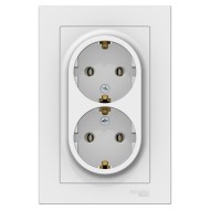 Розетка двойная с заземлением со шторками 16А в сборе SE AtlasDesign, белый