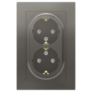 Розетка двойная с заземлением со шторками 16А в сборе SE AtlasDesign, сталь
