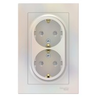 Розетка двойная с заземлением со шторками 16А в сборе SE AtlasDesign, жемчуг