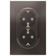 Розетка двойная с заземлением со шторками 16А в сборе SE AtlasDesign, мокко