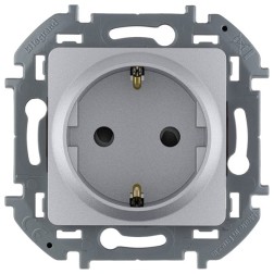 Розетка с/з 220В со шторками Legrand Inspiria алюминий 