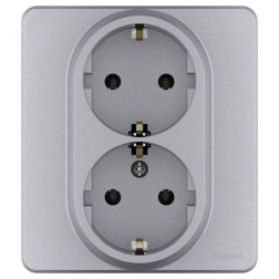 Розетка с/з 220В двойная Legrand Inspiria алюминий 