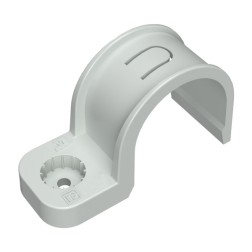 Крепеж-скоба пластиковая односторонняя для прямого монтажа белая в п/э д16 (50/750 уп/кор) Промрукав 