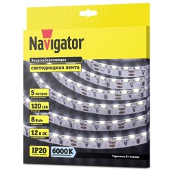 Светодиодная лента Navigator 14449 NLS-335CWS120-8-IP20-12V 8W 6000K (боковое свечение) 