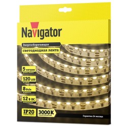 Светодиодная лента Navigator 14450 NLS-335WWS120-8-IP20-12V 8W 3000К (боковое свечение) 