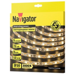 Светодиодная лента Navigator 14 471 NLS-2835WWST72-6-IP20-12V 6W 3000K (гнется в любой плоскости) 