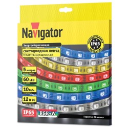 Светодиодная лента Navigator 14 468 NLS-5050RGBW60-10-IP65-12V 10W RGB+белый свет 