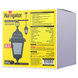 Светильник Navigator 80 478 NOF-PG32-001-IP44-E27 max60W пластик четырехгранник подвесной черный 