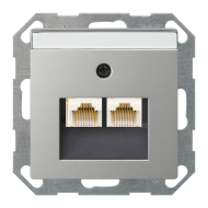 Розетка телефонная двойная 2xRJ11 Gira E2 Нержавеющая сталь (в сборе) 