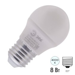 Лампа светодиодная ЭРА RED LINE LED P45-8W-840-E27 R шар нейтральный свет (5056396241003) 