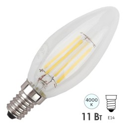 Лампа светодиодная филаментная ЭРА F-LED B35-11w-840-E14 свеча белый свет (5056306012761) 