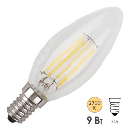 Лампа светодиодная филаментная ЭРА F-LED B35-9w-827-E14 свеча теплый свет (5056306012891) 