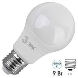 Лампа светодиодная груша ЭРА LED A60-9W-840-E27 нейтральный свет (5056183735418) 