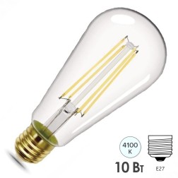 Лампа Gauss Filament ST64 10W 970lm 4100К Е27 LED 1/10/40 