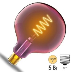 Лампа Gauss Filament G125 5W 190lm 1800К Е27 pink flexible LED 1/10 