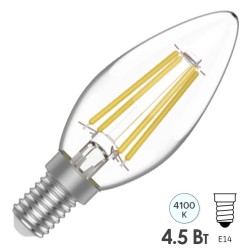 Лампа Gauss Basic Filament Свеча 4,5W 420lm 4100К Е14 LED 1/10/50 