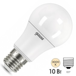 Лампа Gauss LED A60 10W E27 880lm  3000K 1/10/50 