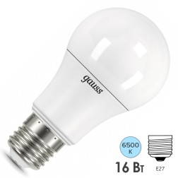 Лампа Gauss LED A60 16W E27 1520lm 6500K 1/10/50 