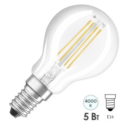 Лампа филаментная светодиодная шарик Osram LED FIL SCL P60 5W/840 230V CL E14 600lm 