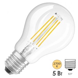 Лампа филаментная светодиодная шарик Osram LED FIL SCL P60 5W/827 230V CL E27 600lm 