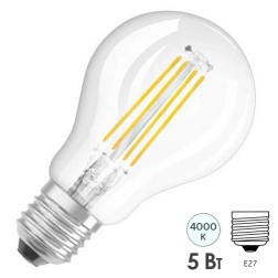 Лампа филаментная светодиодная шарик Osram LED FIL SCL P60 5W/840 230V CL E27 600lm 