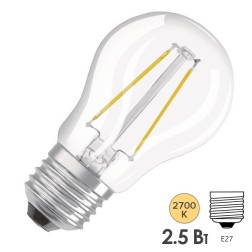 Лампа филаментная светодиодная шарик Osram PARATHOM LED FIL PCL P25 2,5W/827 230V CL E27 250lm 