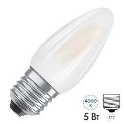 Лампа филаментная светодиодная свеча Osram LED LSCL B40 FIL DIM 5W/827 230V FR E27 470lm 