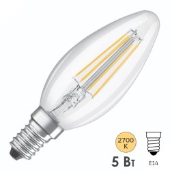 Лампа филаментная светодиодная свеча Osram LED STAR SCL B 60 5W/827 2700К 230V E14 660Lm Filament 