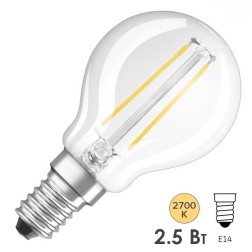 Лампа филаментная светодиодная шарик Osram PARATHOM CL P 25 2.5W/827 2700К E14 230V 250Lm Filament 