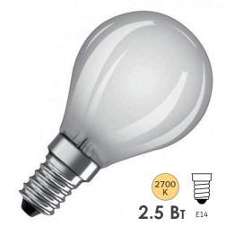 Лампа филаментная светодиодная шарик Osram PARATHOM CL P GL FR 25 2.5W/827 2700К 230V E14 250Lm 