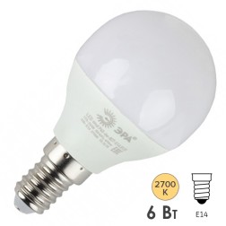 Лампа светодиодная шар ЭРА RED LINE ECO LED P45 6W 827 E14 теплый свет (5055945557329) 